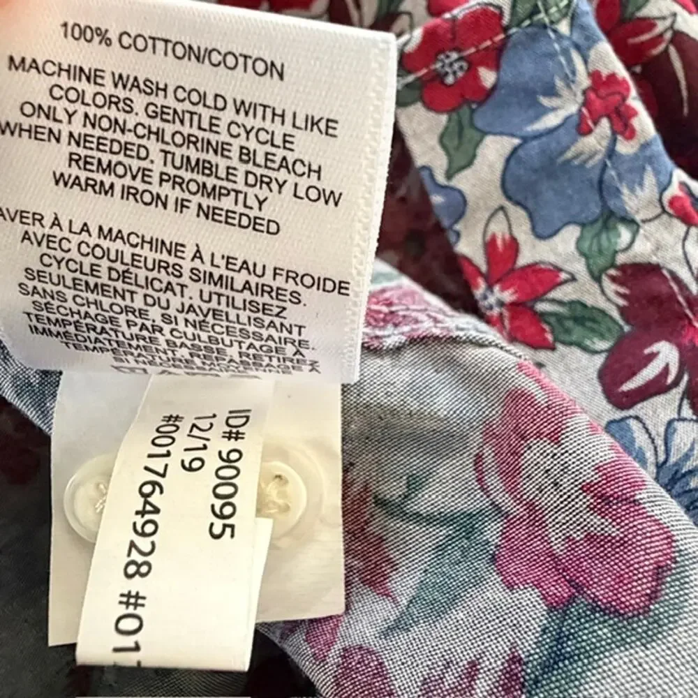 Express Slim Soft Wash Button-Down Shirt Men's Large Floral 100% Cotton